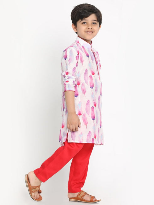 Boy's Cotton Silk Digital Printed Kurta and Pyjama Set